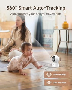 WiFi Baby Monitor with 5-Inch Display, Auto Tracking Camera, Night Vision & App Control