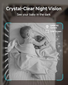 WiFi Baby Monitor with 5-Inch Display, Auto Tracking Camera, Night Vision & App Control