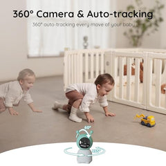 Baby Monitor – 2K, Dual Camera, 5" Screen, WiFi App, PTZ, Motion & Cry Detection, Temp & Humidity, Auto Tracking