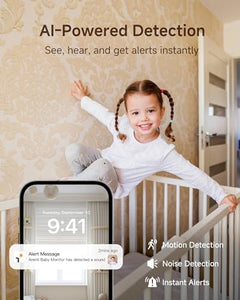 WiFi Baby Monitor with 5-Inch Display, Auto Tracking Camera, Night Vision & App Control