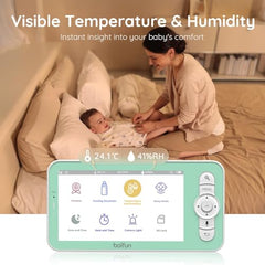 Baby Monitor – 2K, Dual Camera, 5" Screen, WiFi App, PTZ, Motion & Cry Detection, Temp & Humidity, Auto Tracking