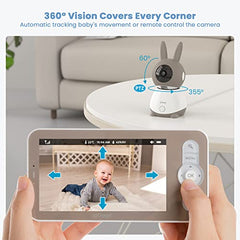 Baby Monitor – 2K, Dual Camera, 5" Split Screen, PTZ, Motion & Cry, Temp Sensor, Night Vision