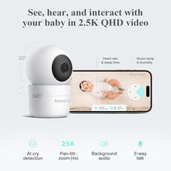 Smart Baby Breathing Monitor with 2.5K PTZ Camera, Sleep Tracking & App-Controlled Health Alerts