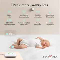 Smart Baby Breathing Monitor with 2.5K PTZ Camera, Sleep Tracking & App-Controlled Health Alerts
