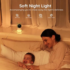 Baby Monitor – 2K, Dual Camera, 5" Screen, WiFi App, PTZ, Motion & Cry Detection, Temp & Humidity, Auto Tracking