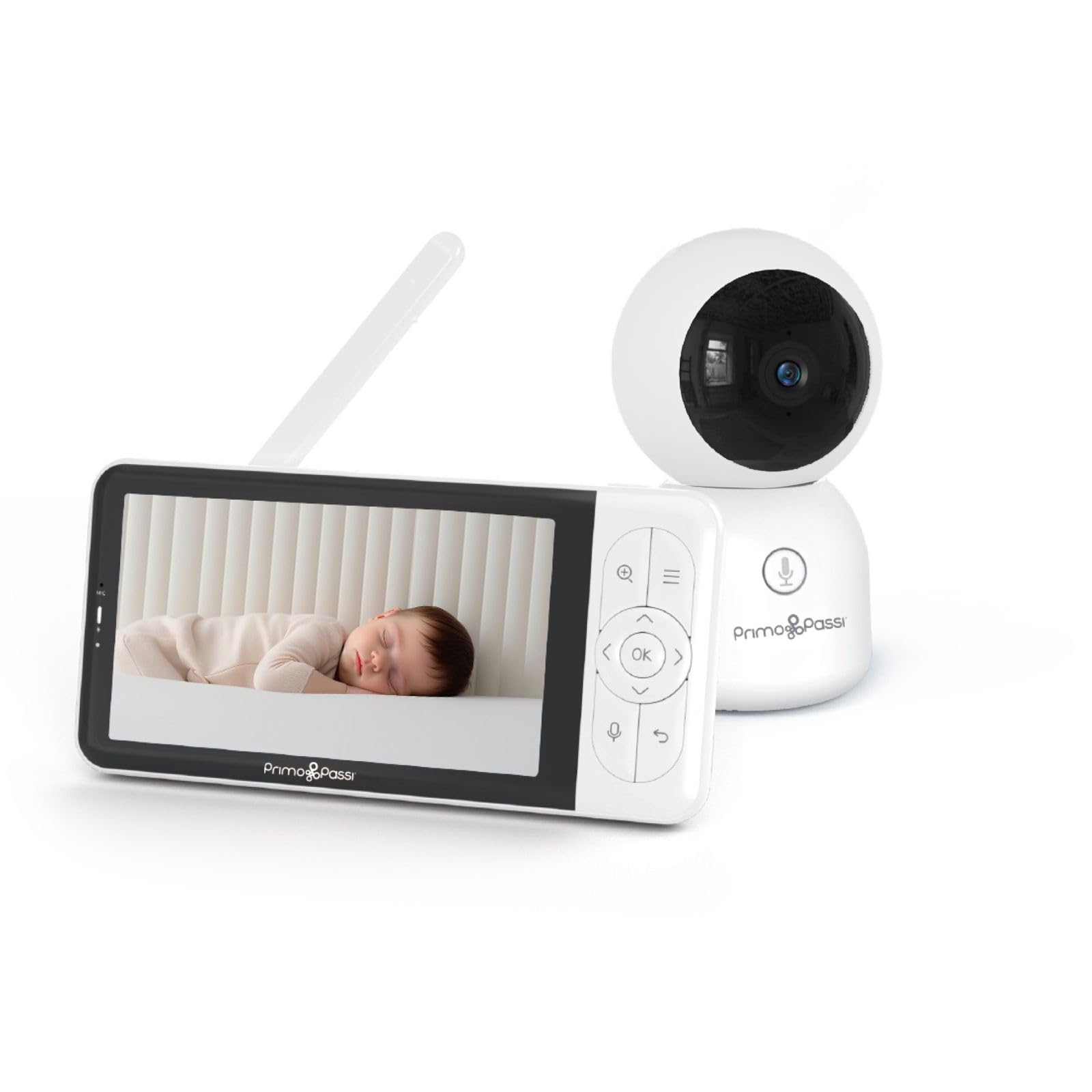 Smart WiFi Baby Monitor with HD Display, Night Vision, Temperature Sensor & App Control (5-Inch Screen)