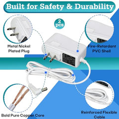 Charger – 2-Pack 5V Power Cord, VTech VM901/VM919/VM819 Compatible