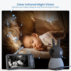 Baby Monitor – 2K, Dual Camera, 5" Split Screen, PTZ, Motion & Cry, Temp Sensor, Night Vision