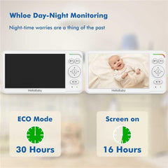 6" Split-Screen No-WiFi Baby Monitor, 2 Cameras, PTZ, Long Battery & 1000ft Range