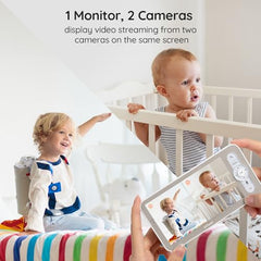 Baby Monitor – 2K, Dual Camera, 5" Split Screen, PTZ, Motion & Cry, Temp Sensor, Night Vision