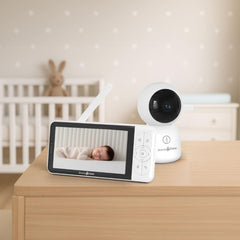 Smart WiFi Baby Monitor with HD Display, Night Vision, Temperature Sensor & App Control (5-Inch Screen)