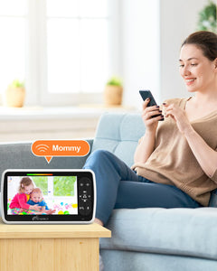 Baby Monitor – 5" Screen, Dual Camera, PTZ, No WiFi, Night Vision, Temp Sensor, Feeding Timer, Lullabies