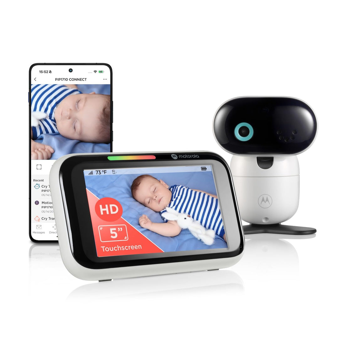 WiFi HD Baby Monitor with AI Cry Detection, 5-Inch Touch Screen & App Monitoring