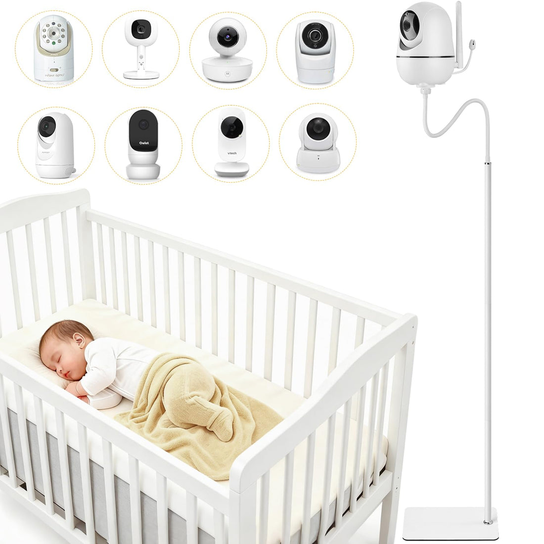 Baby Monitor Floor Stand – Adjustable Holder, Universal Compatibility