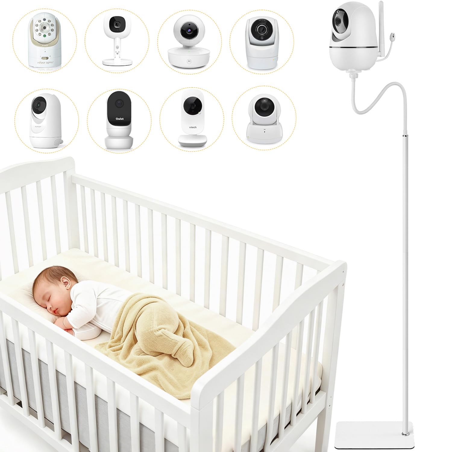 Baby Monitor Floor Stand – Adjustable Holder, Universal Compatibility