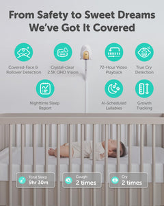 2.5K QHD Smart Baby Monitor with Sleep Safety Alerts, Floor Stand & App Control