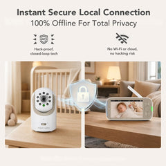 No-WiFi 720P HD Baby Monitor with 5-Inch Display, PTZ Camera & Interchangeable Lenses