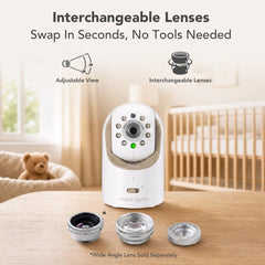 No-WiFi 720P HD Baby Monitor with 5-Inch Display, PTZ Camera & Interchangeable Lenses