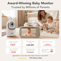 No-WiFi 720P HD Baby Monitor with 5-Inch Display, PTZ Camera & Interchangeable Lenses