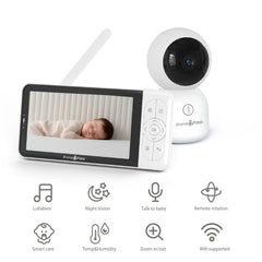 Smart WiFi Baby Monitor with HD Display, Night Vision, Temperature Sensor & App Control (5-Inch Screen)