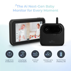 AI-Powered Wireless Baby Car Monitor with Virtual Fence, 1000ft Range & Safety Alerts, Add-On Camera Kit