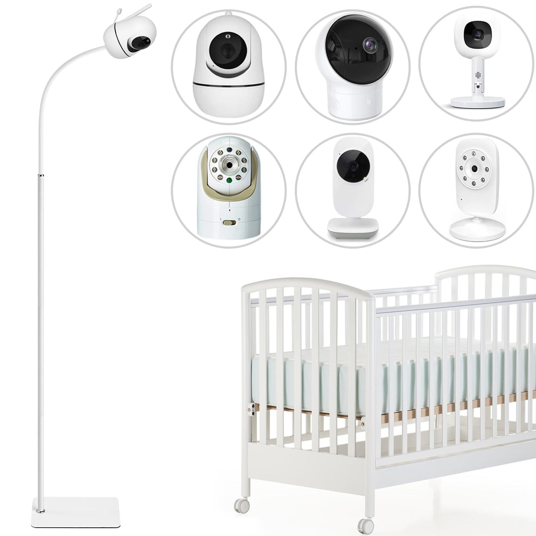 Baby Monitor Floor Stand – 67" Adjustable Height, 1/4" Screw Mount, Universal Compatibility