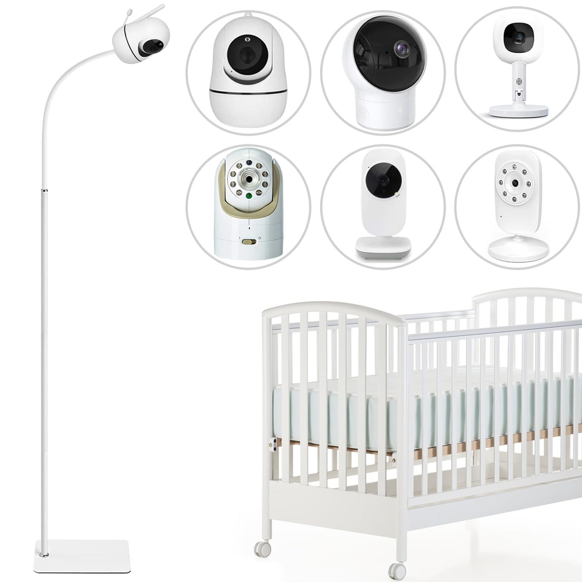 Baby Monitor Floor Stand – 67" Adjustable Height, 1/4" Screw Mount, Universal Compatibility
