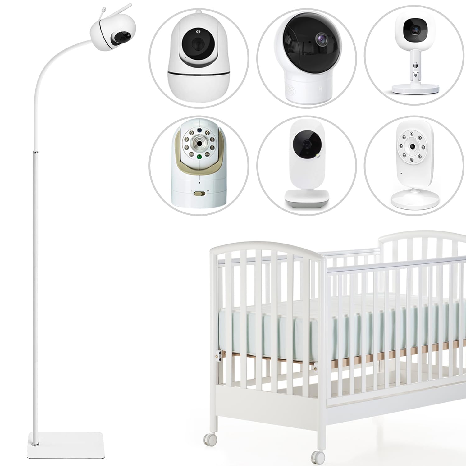 Baby Monitor Floor Stand – 67" Adjustable Height, 1/4" Screw Mount, Universal Compatibility