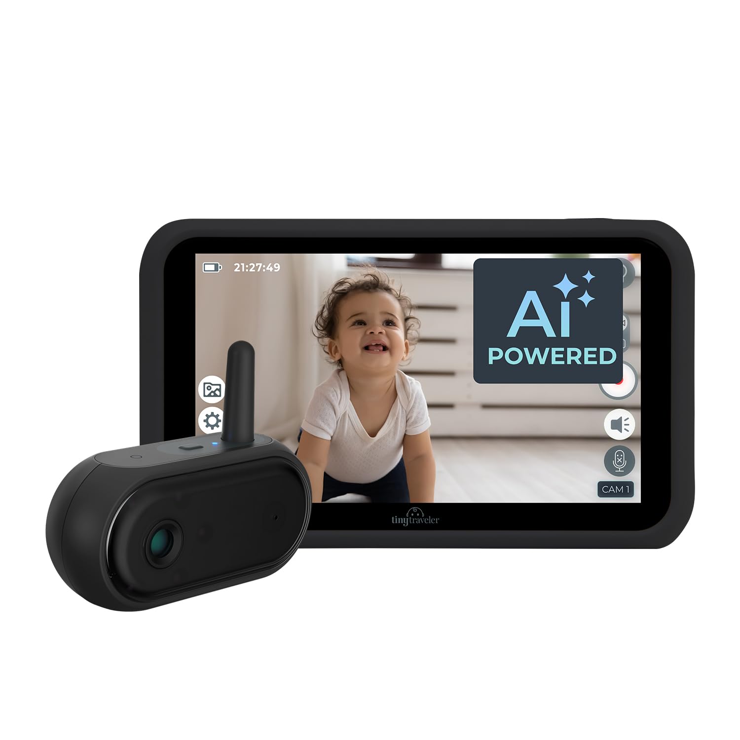 AI Smart Wireless Baby Car Monitor with Cry/Laugh Detection, Virtual Fence & 1000ft Night Vision Range