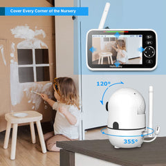 Baby Monitor – 5" IPS, No WiFi, Long Battery, VOX Mode, Portable Camera, Audio & Video