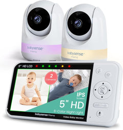 No-WiFi Split-Screen HD Video Baby Monitor with Night Light & Audio