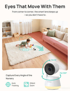 Smart WiFi Baby Monitor with Split-Screen Display, HD/2K Camera, Privacy Mode & Cry/Motion Alerts
