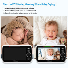 Baby Monitor – 5" IPS, No WiFi, Long Battery, VOX Mode, Portable Camera, Audio & Video