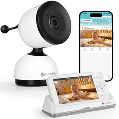 Baby Monitor – 5" Screen, PTZ, WiFi, Night Vision, Cry Detection, Temp Sensor, App Recording