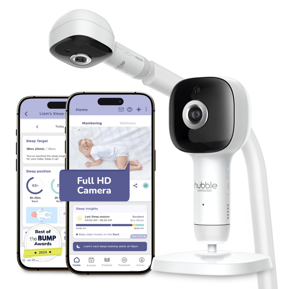 AI Smart HD Baby Monitor with Wellness Tracking, Night Vision, Nightlight & App-Controlled Camera System