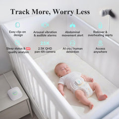 2.5K Smart Baby Breathing Monitor with Motion Tracking, Vibration Alerts & No Monthly Fee System