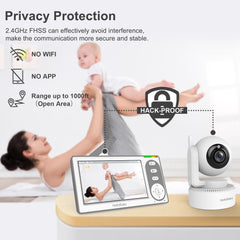 Baby Monitor – 4.3", No WiFi, PTZ, 30H Battery, Night Vision, VOX, Lullabies