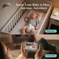 2.5K Smart Baby Breathing Monitor with Motion Tracking, Vibration Alerts & No Monthly Fee System