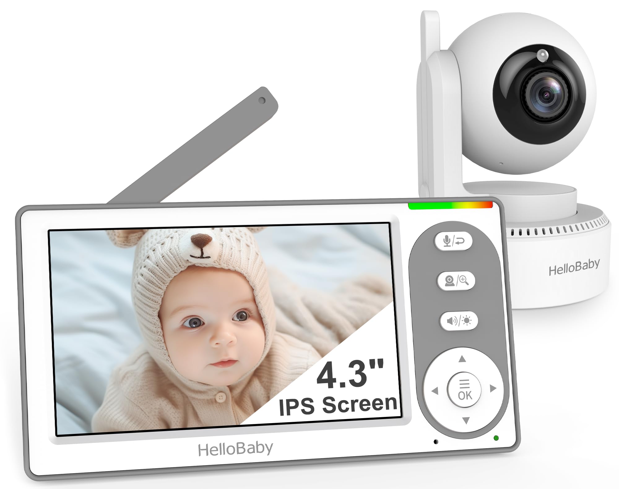 Baby Monitor – 4.3", No WiFi, PTZ, 30H Battery, Night Vision, VOX, Lullabies