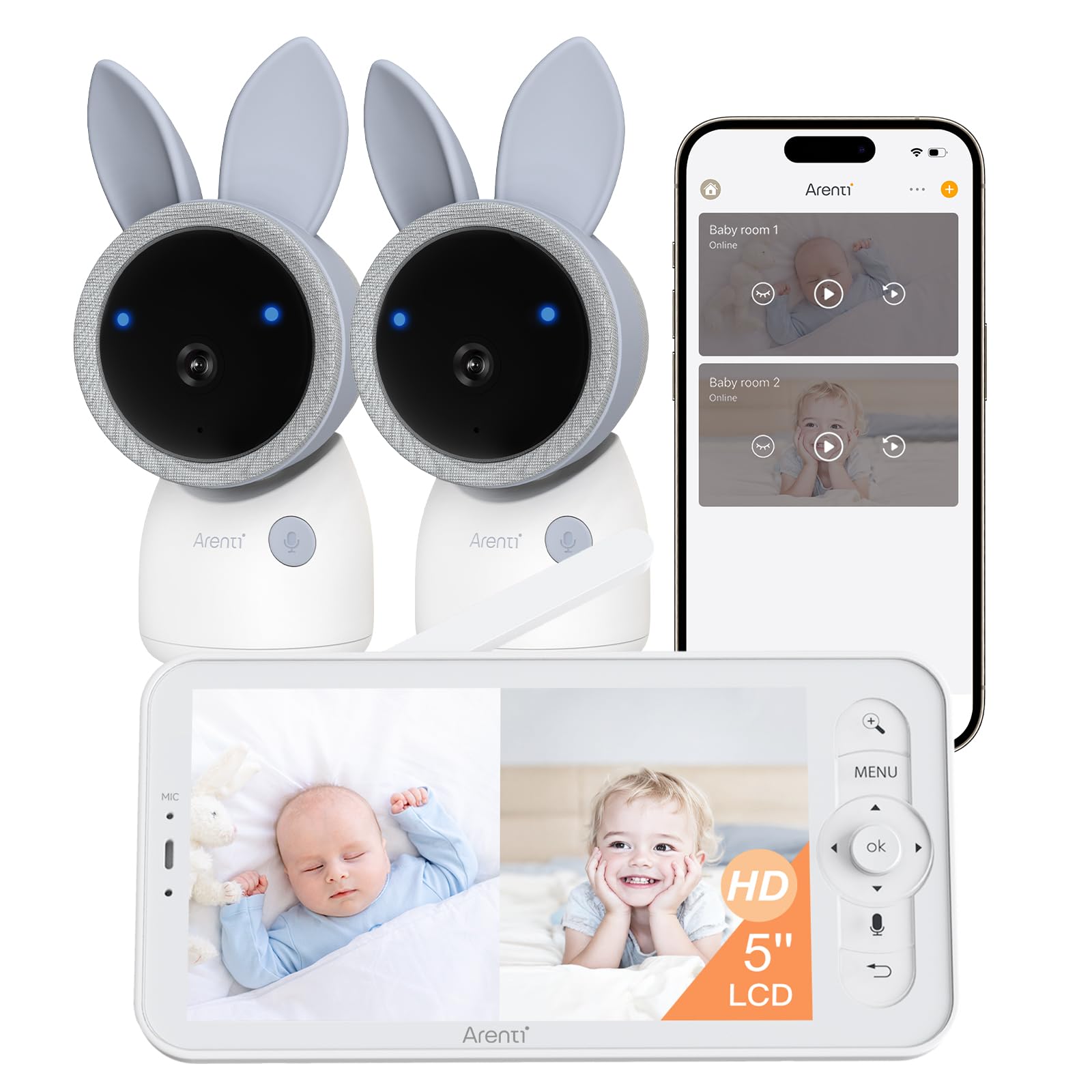 ARENTI Baby Monitor,Detection，Two Way Audio,Temp&Humidity Sensor