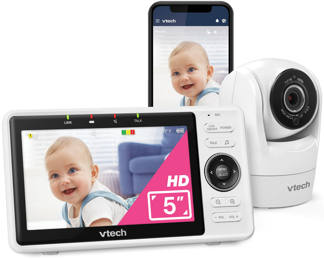 Baby Monitor – 5" HD, 1080P, WiFi App, PTZ, Night Vision, Motion & Sound Detection