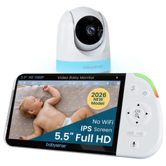 No-WiFi Split-Screen HD Video Baby Monitor with Night Light & Audio