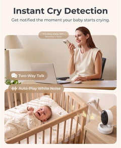 2K AI Smart Baby Monitor with 2-Way Audio, Cry & Motion Detection, Sleep Tracking & App Control