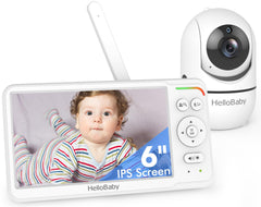 6" Split-Screen No-WiFi Baby Monitor, 2 Cameras, PTZ, Long Battery & 1000ft Range