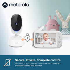 Baby Monitor – 5" Screen, PTZ, No WiFi, Night Vision, Temperature Sensor, Lullabies, 1000ft Range
