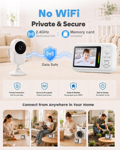 Baby Monitor – 2.8" Screen, No WiFi, VOX, Night Vision, Temp Sensor, Lullabies, 2-Way Talk, Travel Portable