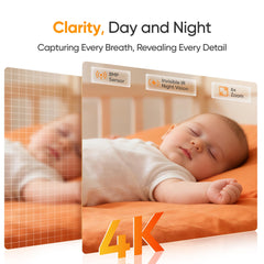 Monai 4K WiFi Baby Monitor with Camera and Audio, Smart App, AI Pan-Tilt