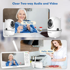 6" Split-Screen No-WiFi Baby Monitor, 2 Cameras, PTZ, Long Battery & 1000ft Range