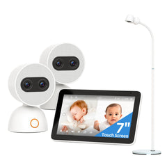 2-Camera Split-Screen Baby Monitor with 7-Inch Touch Screen and Floor Stand