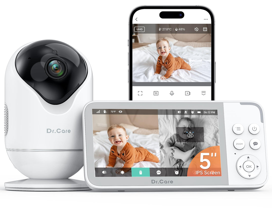 WiFi Smart Baby Monitor with 2K Camera, Split-Screen Display, Cry/Motion Alerts & 5” App-Controlled System